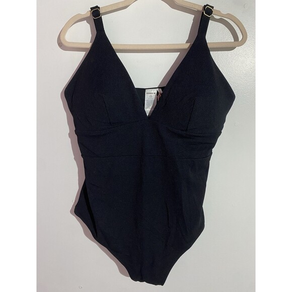 Boden Swimsuit 16-18 Black Arezzo V-neck Panel One Piece Resort Beach Vacation - Picture 4 of 16